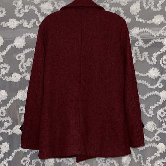 Matchstick Maroon Polyester Long Sleeve Double Breasted Fitted PeaCoat Large - Picture 2 of 5